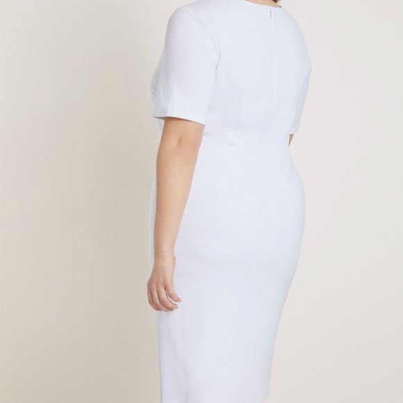 NWT Eloquii Twist Front Sheath Dress White Size 16 - Picture 3 of 7